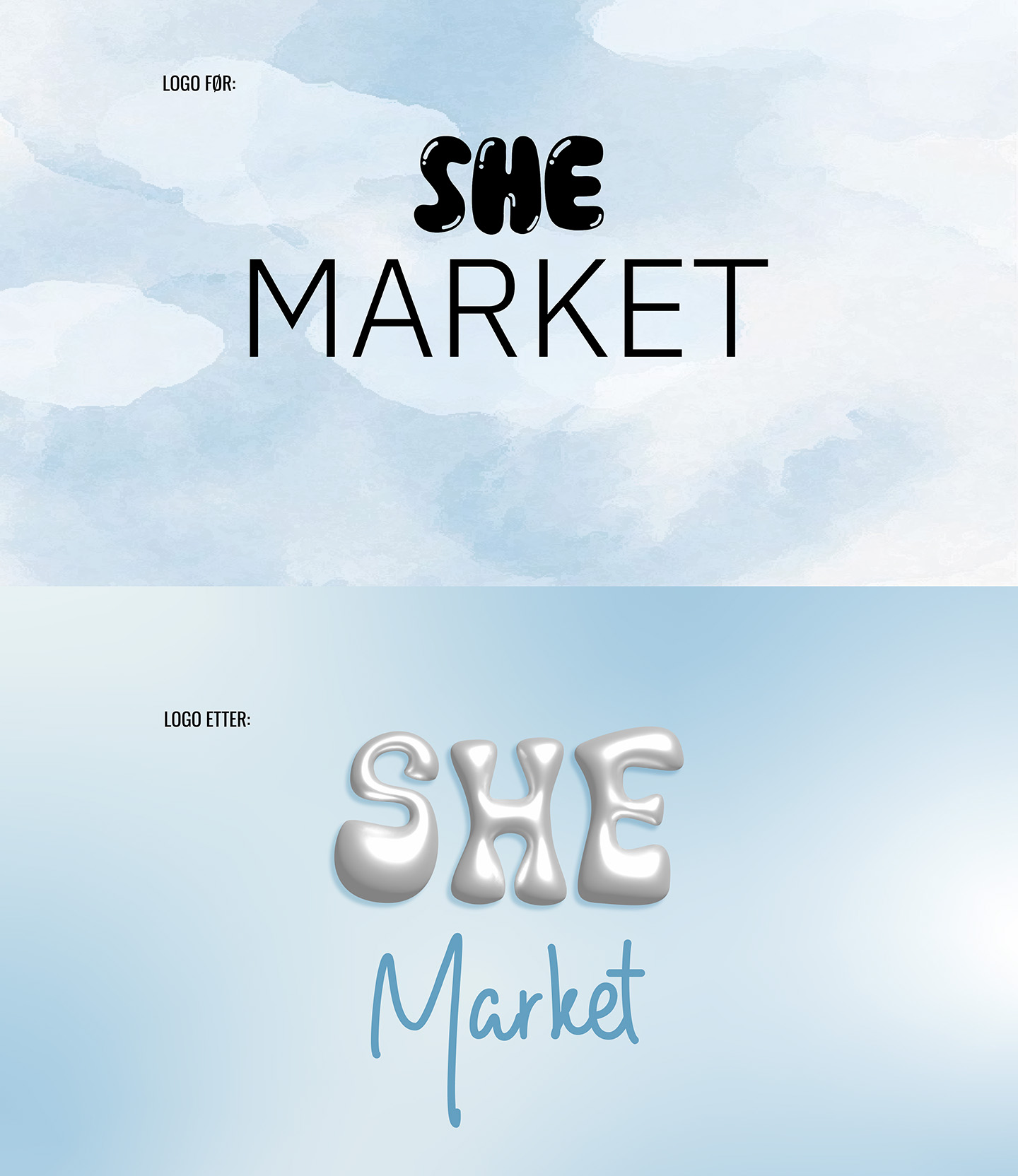 She Market logo before and after